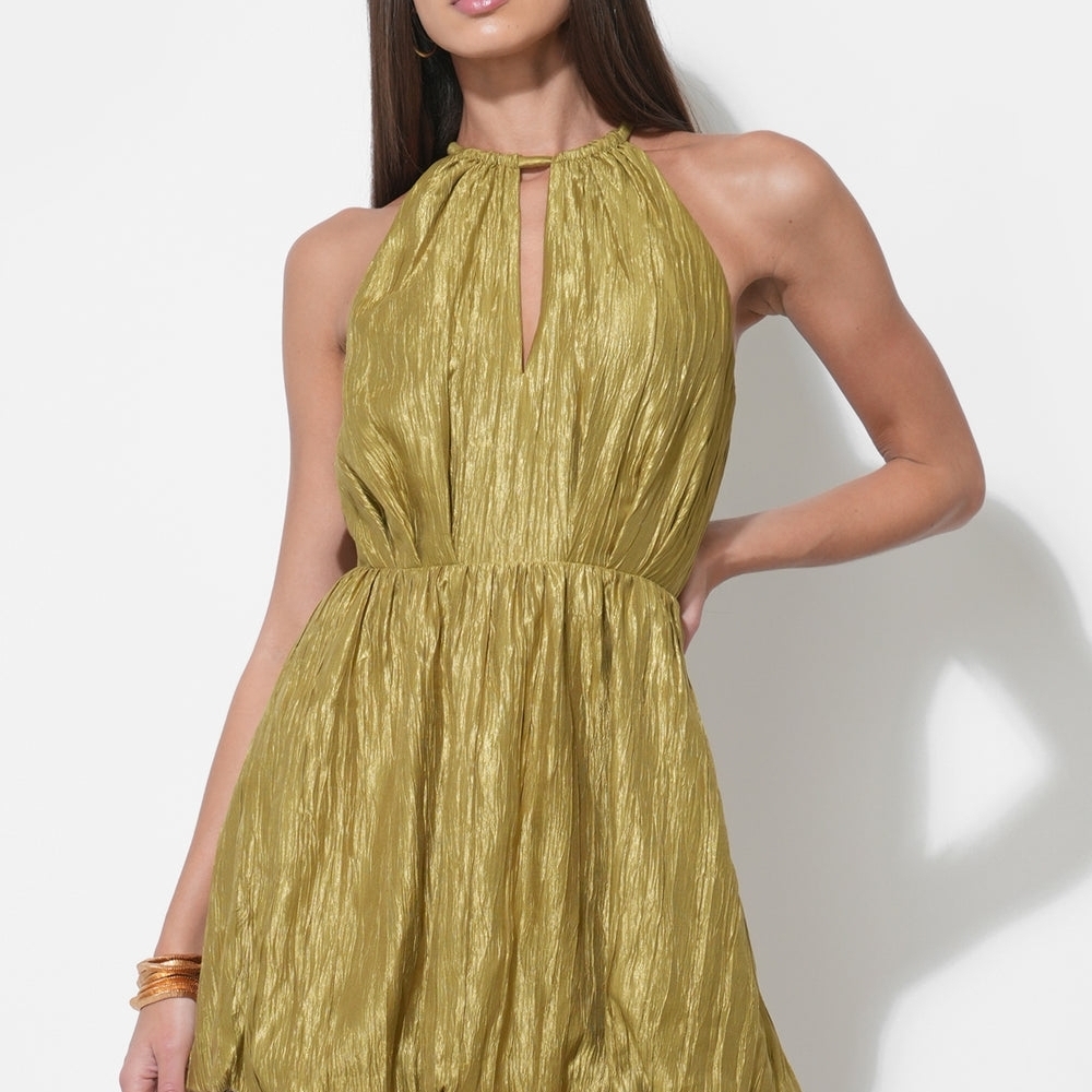 Adelyn Rae Olive Halter Mini Dress
